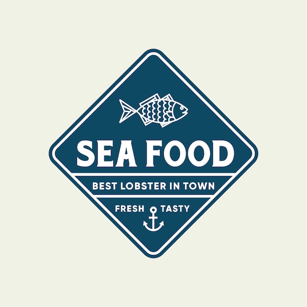Pescado de mariscos para el diseño de logotipo de línea de restaurante