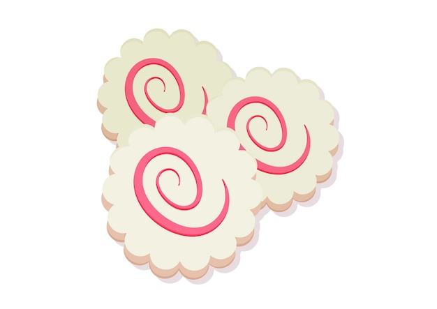 Pescado Narutomaki Japonés Vector Diseño Plano Aislado Sobre Fondo Blanco Comida Japonesa