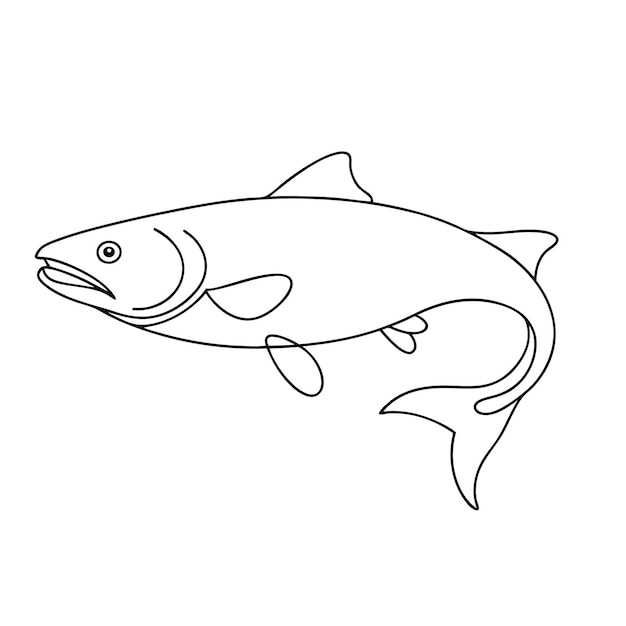 pescado de salmón continuo un dibujo de línea de arte de ilustración vectorial página de colorear