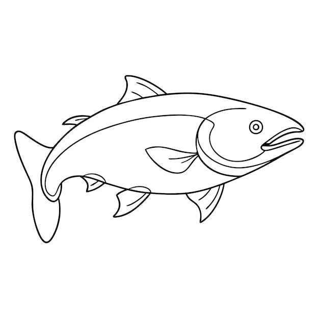 pescado de salmón continuo un dibujo de línea de arte de ilustración vectorial página de colorear