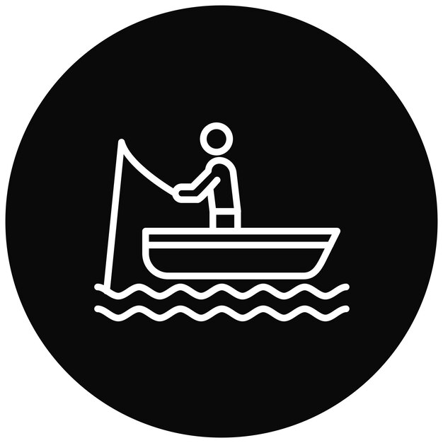 Pescador en un icono vectorial de barco Se puede usar para el conjunto de iconos de trekking