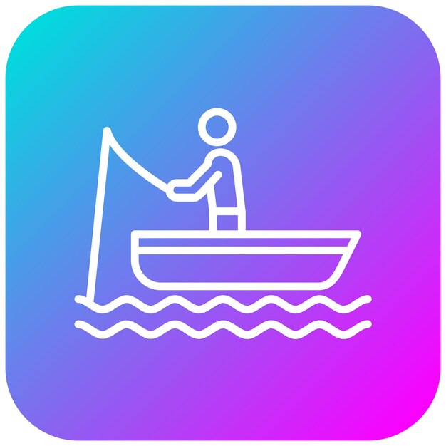 Pescador en un icono vectorial de barco Se puede usar para el conjunto de iconos de trekking