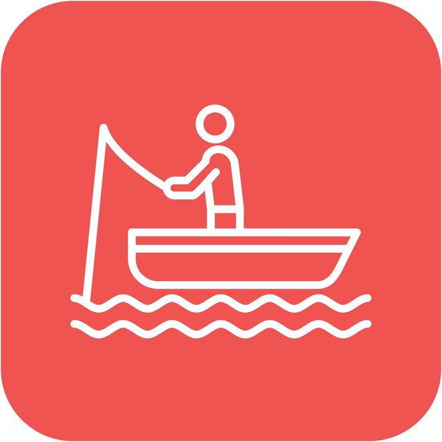 Pescador en un icono vectorial de barco Se puede usar para el conjunto de iconos de trekking