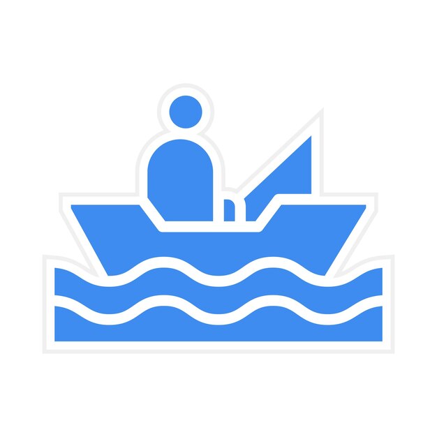 Pescador en una imagen vectorial de icono de barco Se puede usar para trekking