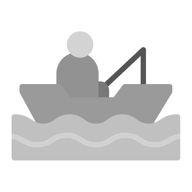 Pescador en una imagen vectorial de icono de barco Se puede usar para trekking