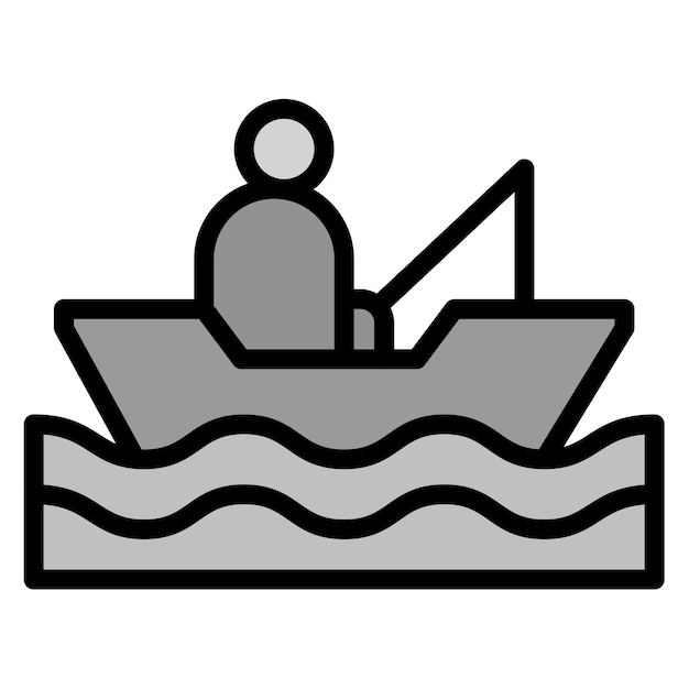 Pescador en una imagen vectorial de icono de barco Se puede usar para trekking