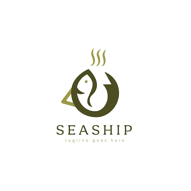 PescadoYCafélogodiseñovectorplantilla