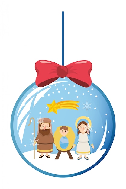 Vector pesebre navideño de dibujos animados