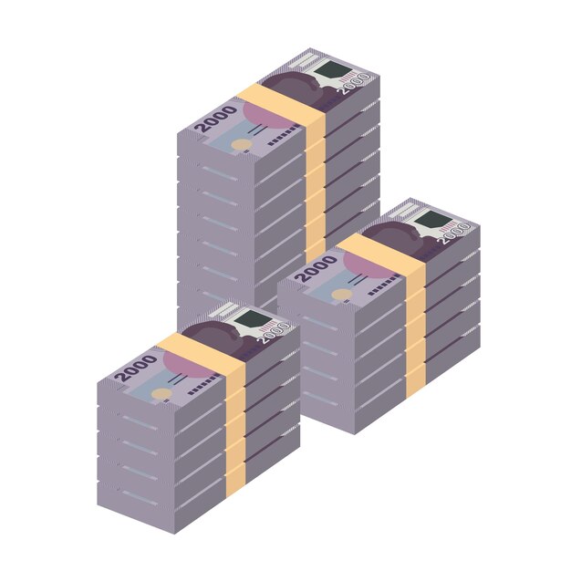 Peso chileno Vector Ilustración Chile conjunto de dinero paquete de billetes Papel moneda 2000 CLP