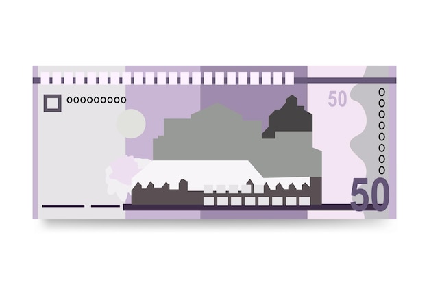 Peso dominicano Ilustración vectorial Conjunto de dinero dominicano Paquete de billetes Papel moneda 50 DOP