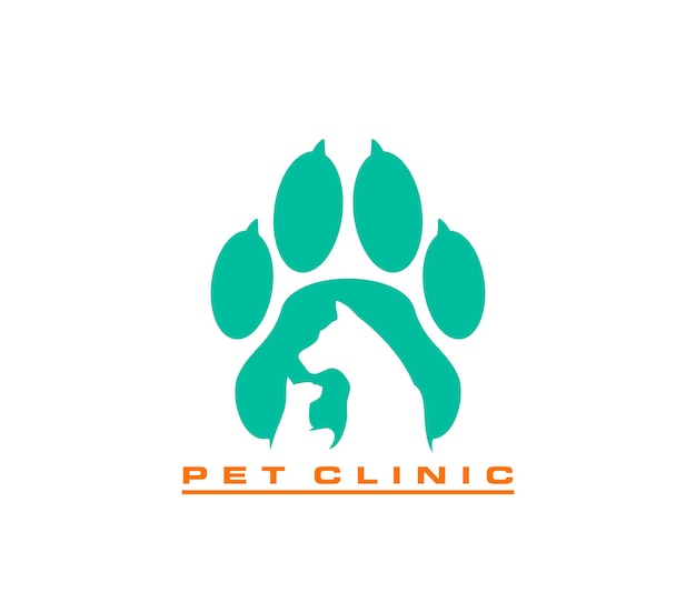 Pet clinic icono gato y perro pata animal veterinario cuidado