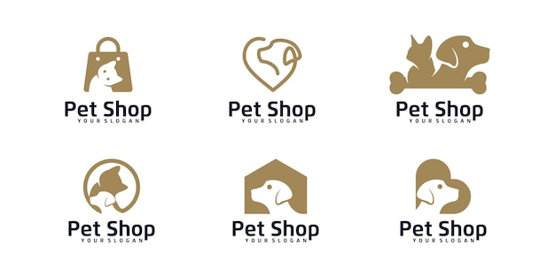 Pet house logo colección colección Pet Shop Logo Plantilla Diseño Vector Pet logo design