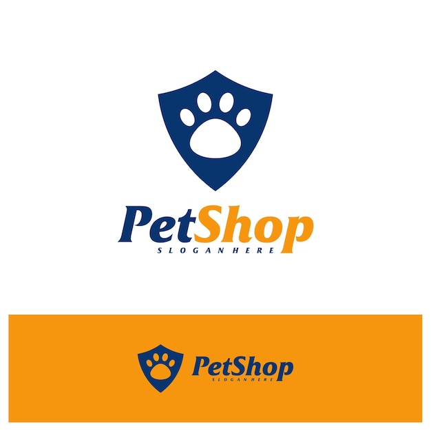 Pet shield logo design template pet logo concepto vector emblem creative symbol icon