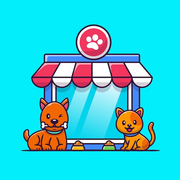 Pet shop dog and cat icon illustration. concepto de icono animal.