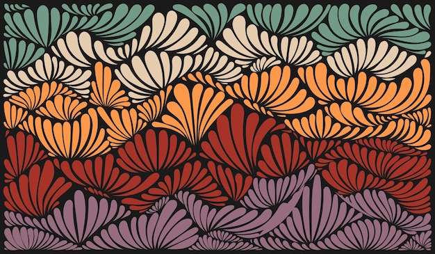 pétalos de flores onduladas garabateo de fondo abstracto espacio de copia