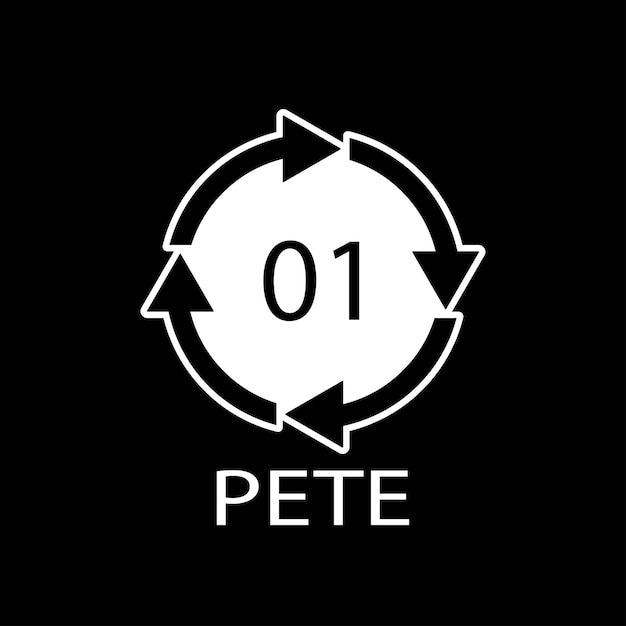PETE 01 símbolo de código de reciclaje Signo de polietileno de vector de reciclaje de plástico