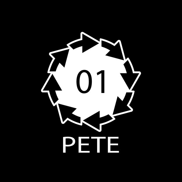 PETE 01 símbolo de código de reciclaje Signo de polietileno de vector de reciclaje de plástico