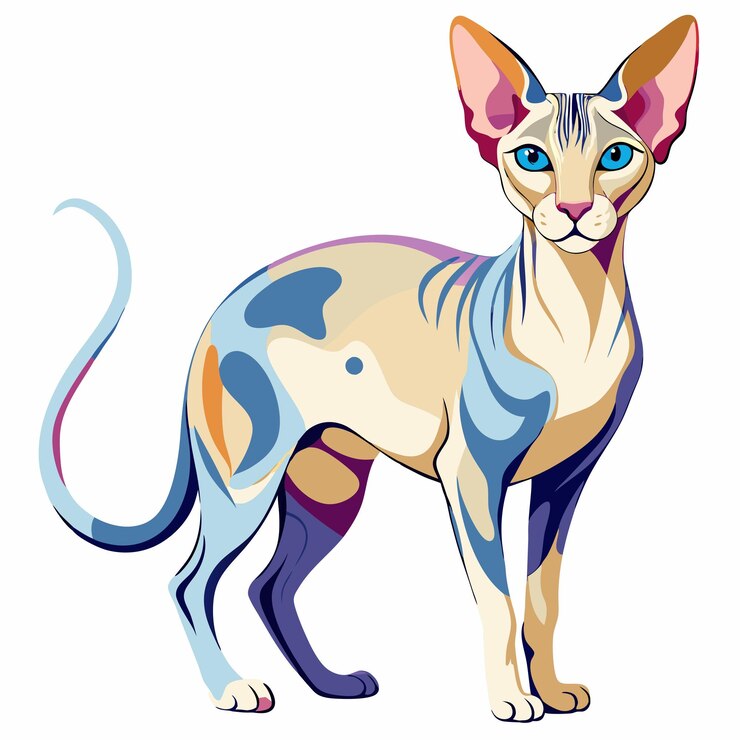 Vector peterbald vectores silueta con fondo blanco