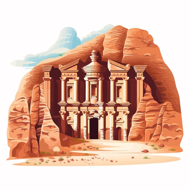 Petra_Jordan_vector_ilustrado_blanco_fondo