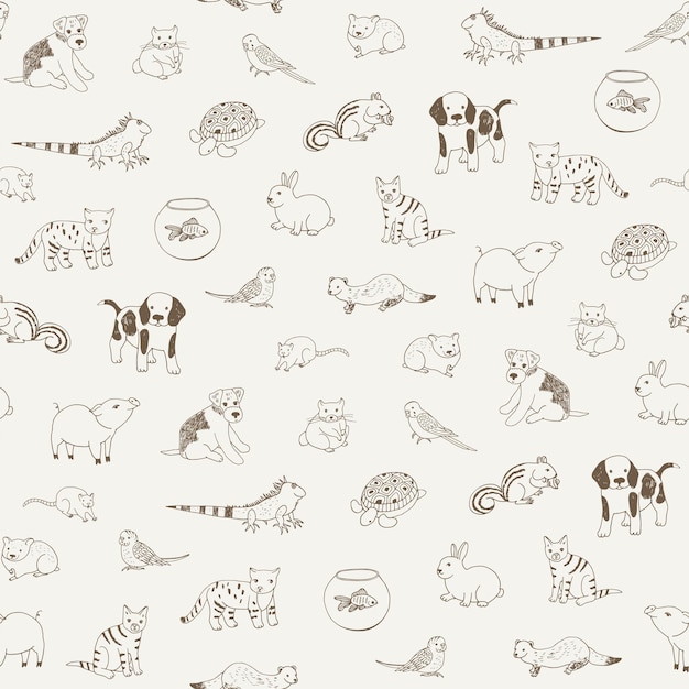 Petshop objetos animales vector de patrones sin fisuras