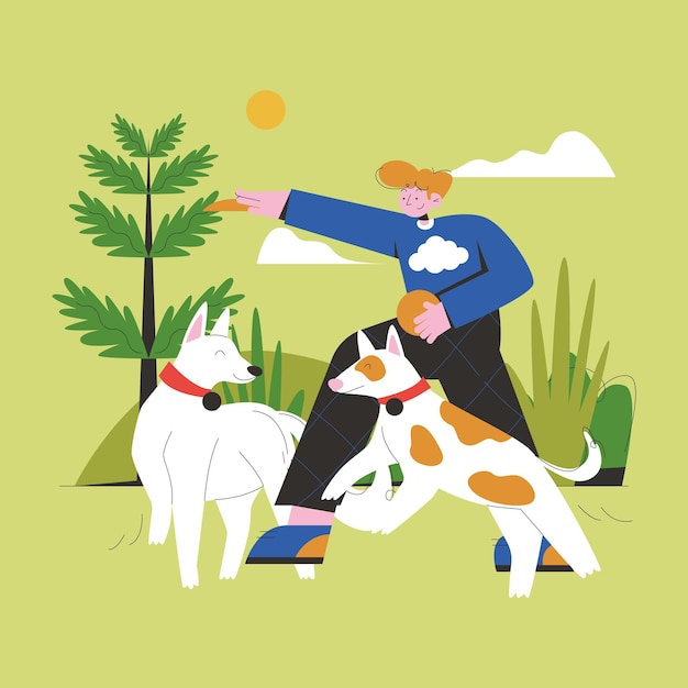 Vector petslifefullsetillustrationjugandoconpet