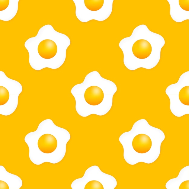 Pettern de huevo frito sobre fondo amarillo. Ilustración de vector.