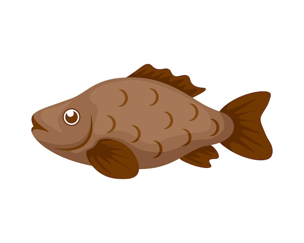 Pez carpa Imagen de dibujos animados de un pez Pez de río Ilustración vectorial aislada en un fondo blanco