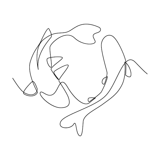 pez carpa koi en el fondo blanco en un estilo de dibujo continuo de una sola línea