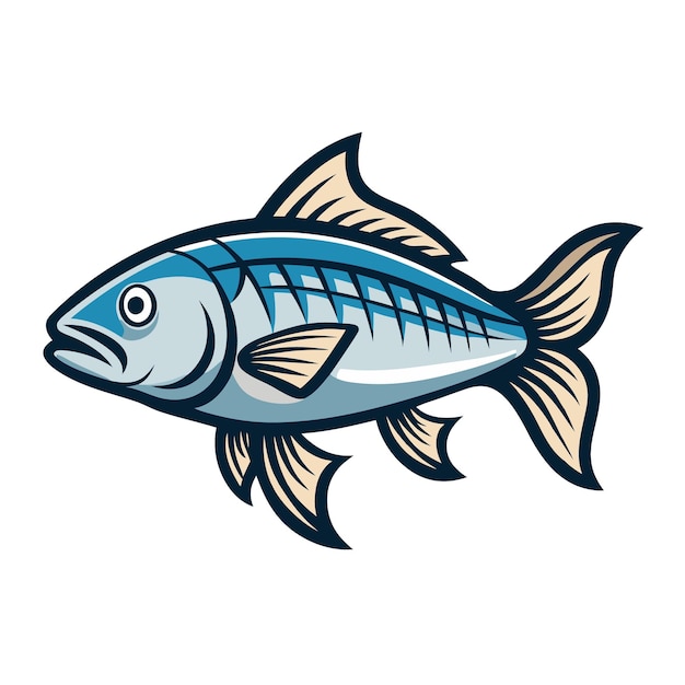 un pez con una cola azul que dice pescado en él
