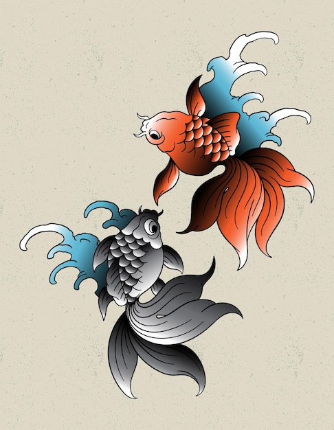 Vector pez dorado, japonés