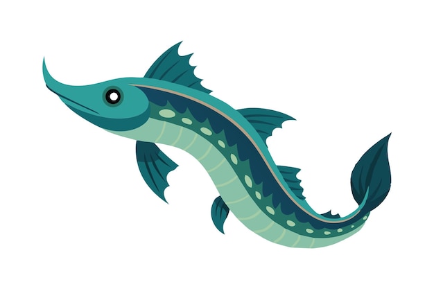 Pez dragón Ilustración vectorial plana de animal bajo el agua sobre fondo blanco