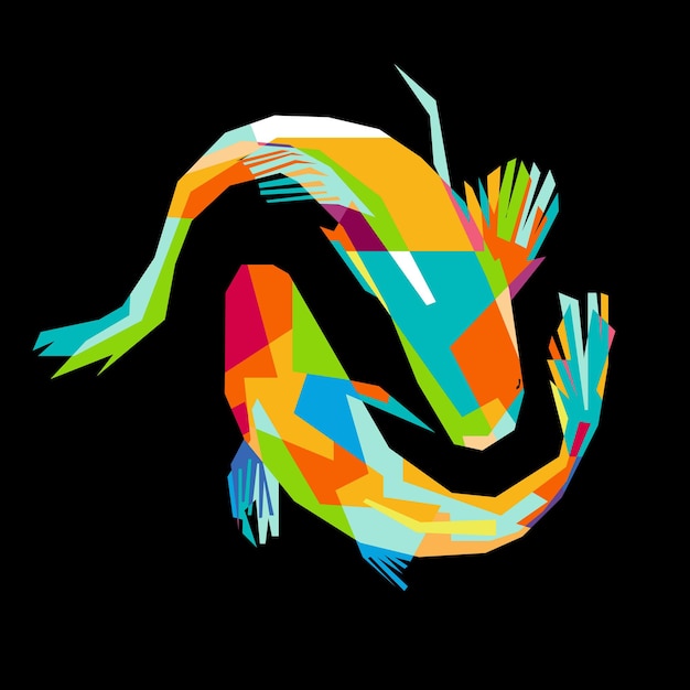 El pez es un símbolo de gloria. Pintura de peces en estilo wpap.