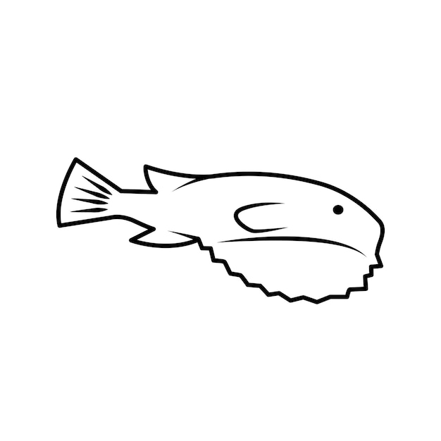 Pez fugu Takifugu rubripes Soplo japonés Dibujo de tinta aislado sobre fondo blanco