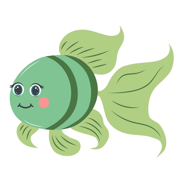 Pez lindo personaje de pescado tropical de dibujos animados Ilustración vectorial de dibuyos animados planos