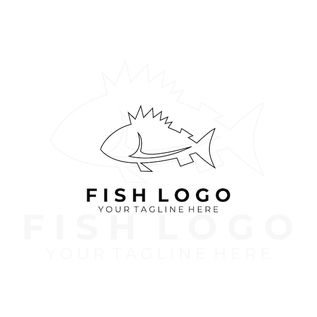 Pez logo icono ilustración vector diseño signo tienda océano aislado naturaleza animal mariscos restaurante