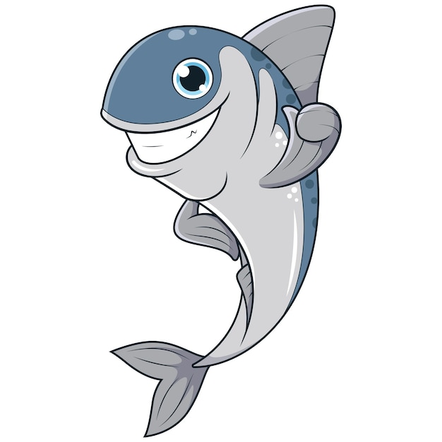 El pez sardina levanta el pulgar Ilustración de dibujos animados
