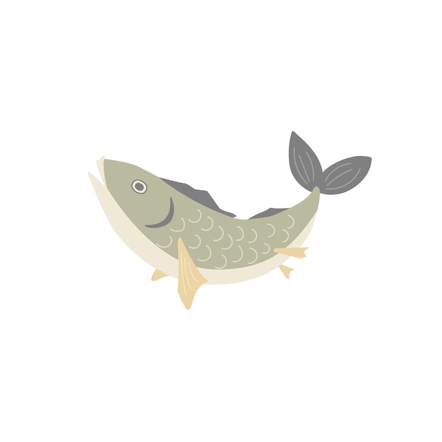 Pez verde Ilustración vectorial de diseño plano