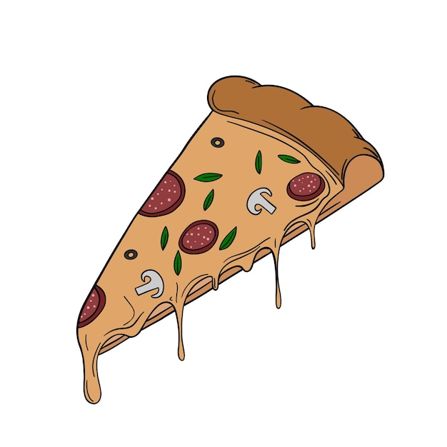Peza apetitosa de queso derretido pizza horneada en rebanadas Delicioso plato de comida Contorno de comida arte pastelería
