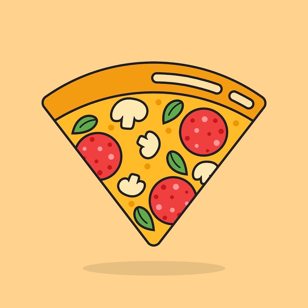 Peza de icono de pizza en estilo plano Ilustración vectorial de comida de rebanada de pepperoni en un fondo aislado Concepto de negocio de letrero de pizzería