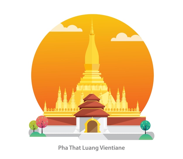 Pha That Luang, hito de Laos, ilustración vectorial