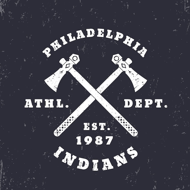 Philadelphia indians emblema, logotipo, diseño de camiseta, impresión, ilustración