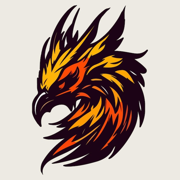 Phoenix cabeza mascota esport logo vector ilustración con fondo aislado