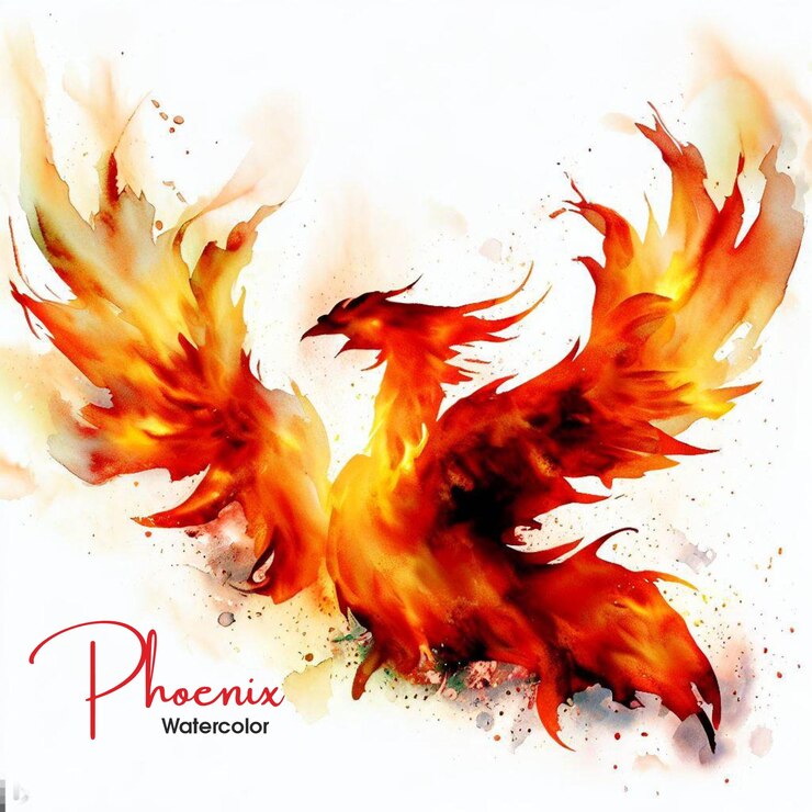 Phoenix dibujado a mano en acuarela