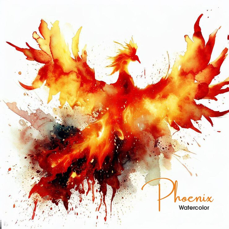 Phoenix dibujado a mano en acuarela