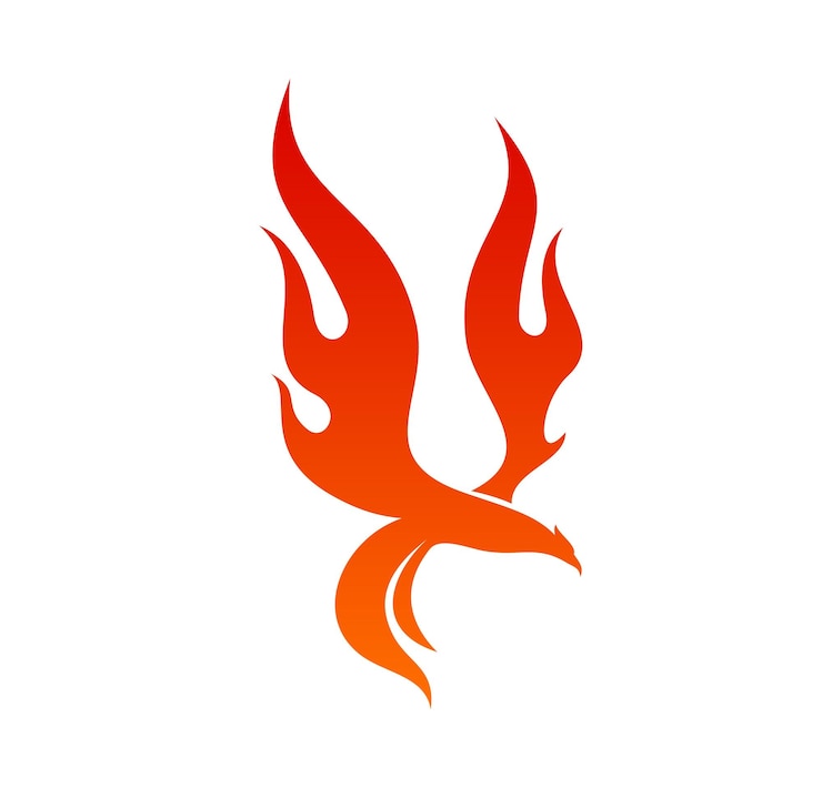 Vector phoenix pájaro icono aislado vector fuego criatura