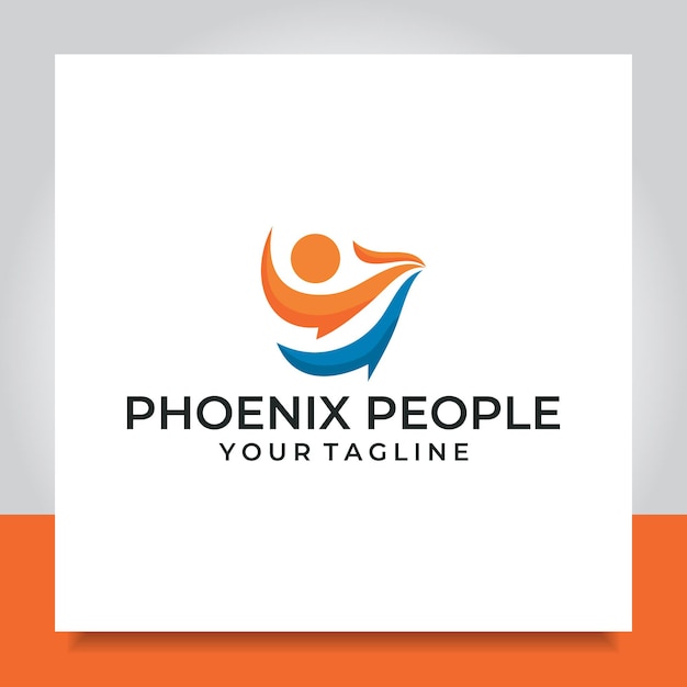 Phoenix people diseño de logotipo pájaro fuego