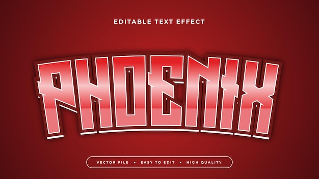 Phoenix rojo y blanco estilo de fuente de efecto de texto editable en 3D