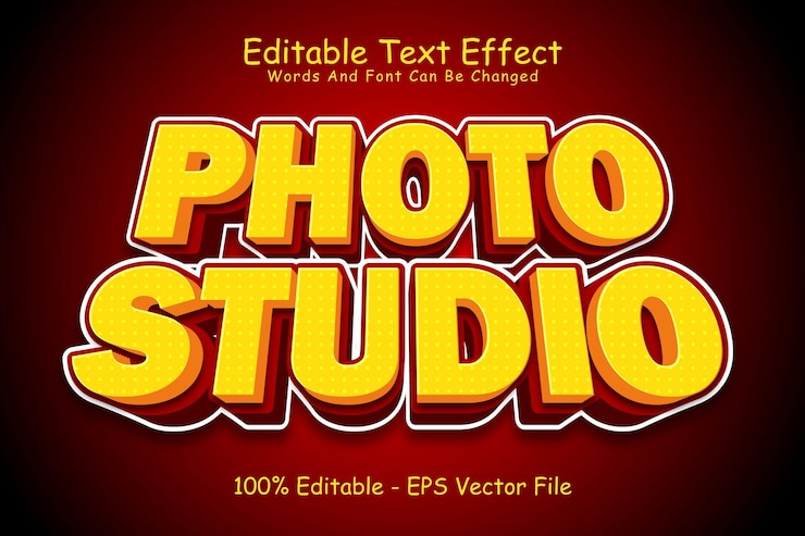 Vector photo studio editable text effect 3 dimension relieve estilo moderno