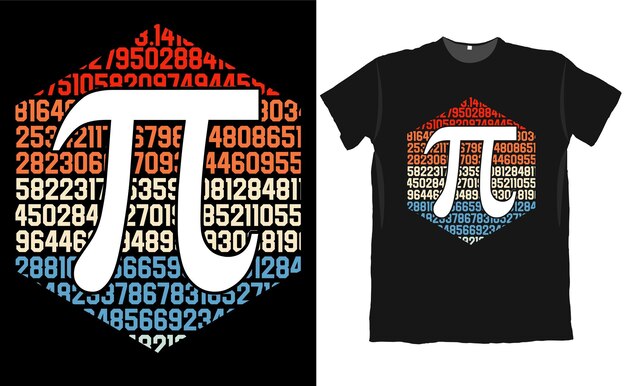 Pi 31415 números diseño de camiseta retro