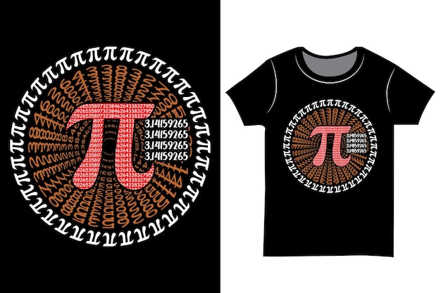 Vector pi día tipografía vintage diseño de camiseta camisa de símbolo de pastel de matemáticas